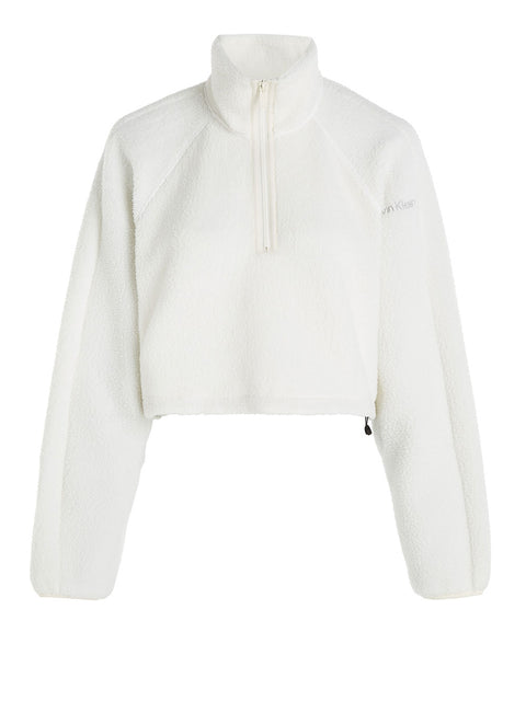 Felpa Calvin Klein Hybrid Sherpa da Donna - Bianco