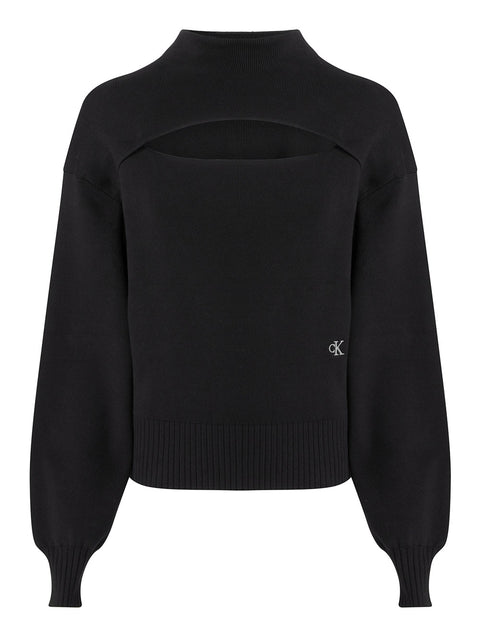 Pullover Calvin Klein Cut Out da Donna - Nero