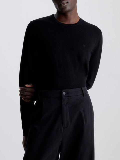 Maglione Calvin Klein Merino Crew Neck da Uomo - Nero