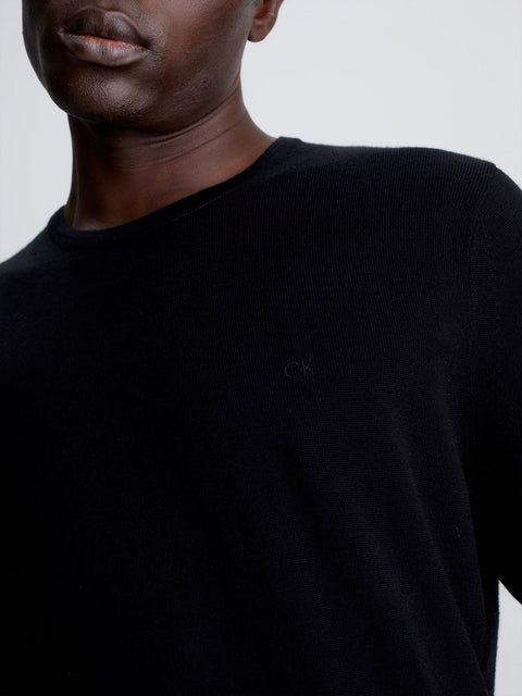 Maglione Calvin Klein Merino Crew Neck da Uomo - Nero