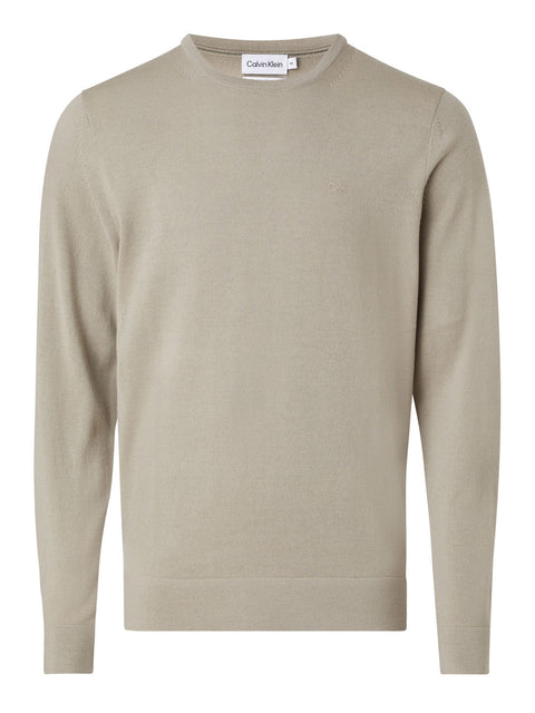 Maglione Calvin Klein Merino Crew Neck da Uomo - Beige