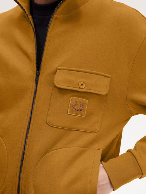 Felpa Zip Fred Perry Funnel Neck da Uomo - Giallo