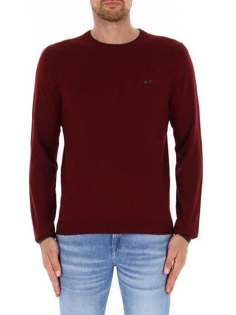 Pullover Sun68 Round Double Rib da Uomo - Bordeaux