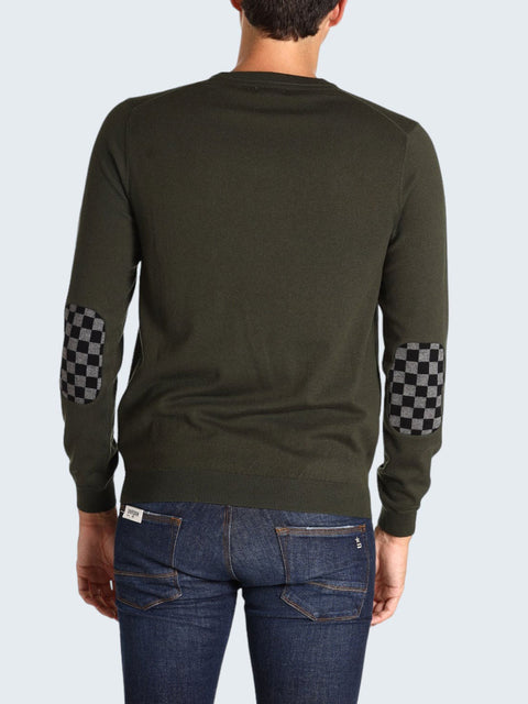 Pullover Sun68 Elbow & Pocket Jacquard da Uomo - Verde