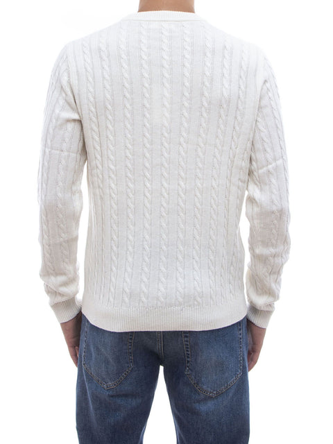 Pullover Sun68 Round Cable da Uomo - Bianco