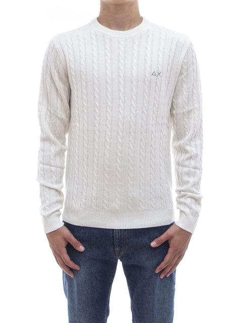 Pullover Sun68 Round Cable da Uomo - Bianco