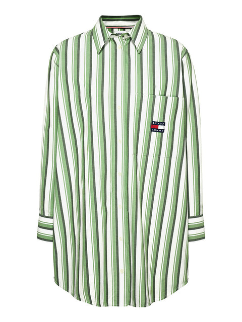 Camicia Casual Tommy Hilfiger Ovr Stripe da Donna - Verde