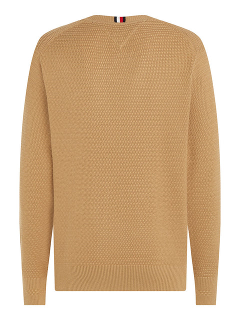 Pullover Tommy Hilfiger Interlaced Structure da Uomo - Beige