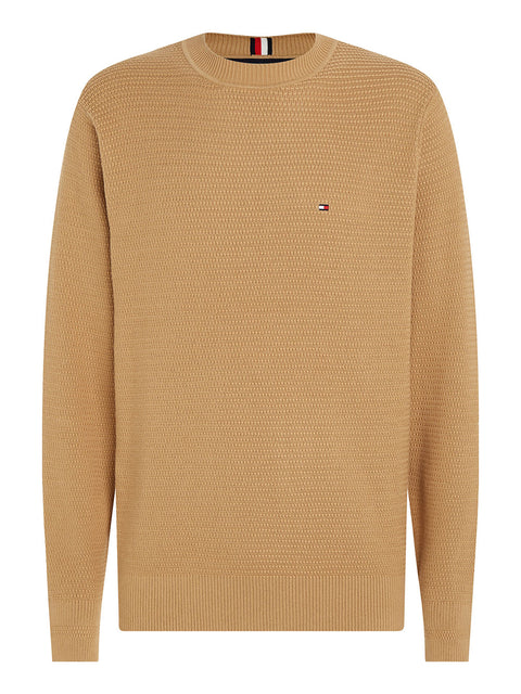 Pullover Tommy Hilfiger Interlaced Structure da Uomo - Beige