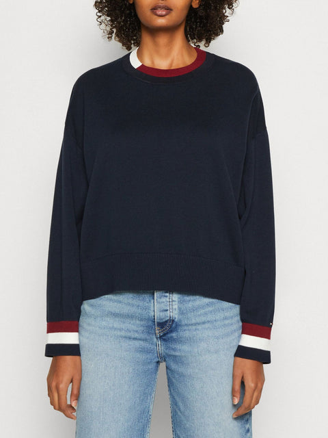 Pullover Tommy Hilfiger Gs Co C-Nk da Donna - Blu