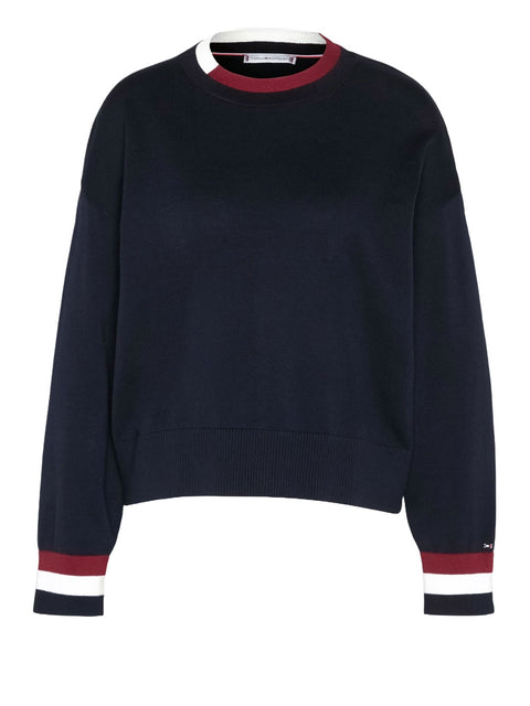 Pullover Tommy Hilfiger Gs Co C-Nk da Donna - Blu