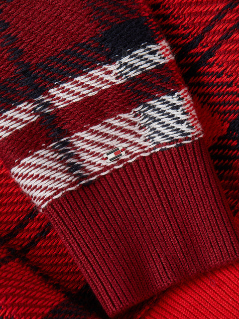 Maglione Tommy Hilfiger Tartan Check da Donna - Rosso