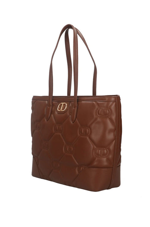 Borsa Shopper Twin Set Signature Matelasse' da Donna - Marrone